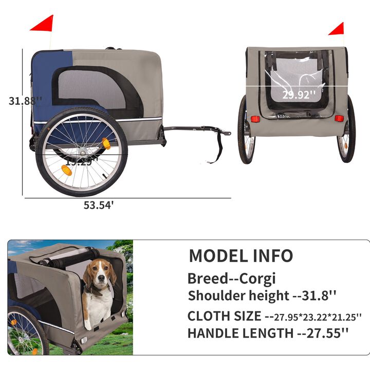 88LB Capacity Foldable Dog Bike Trailer &ndash; 2 Entrances & 20" Wheels for Easy Access