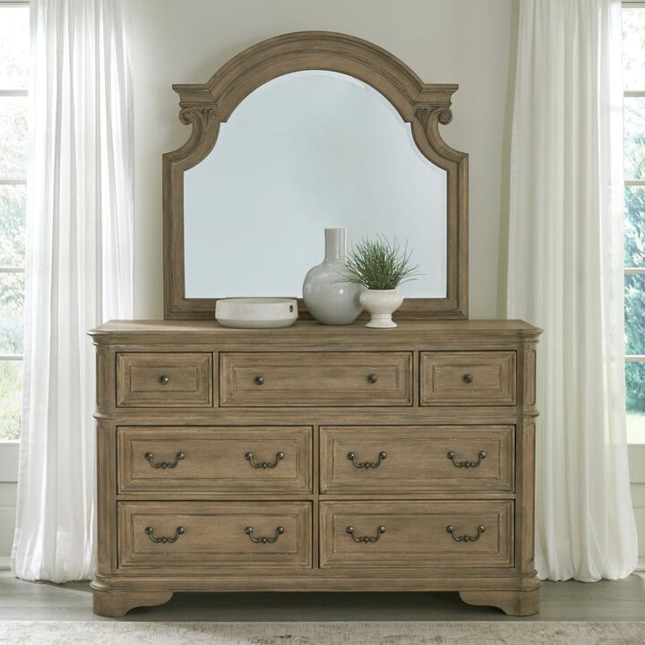 Liberty Furniture Magnolia Manor Dresser & Mirror in Antique