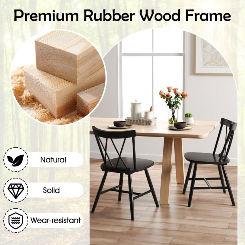 Hivvago Farmhouse Kitchen Dining Chair Set of 2 with Rubber Wood Frame