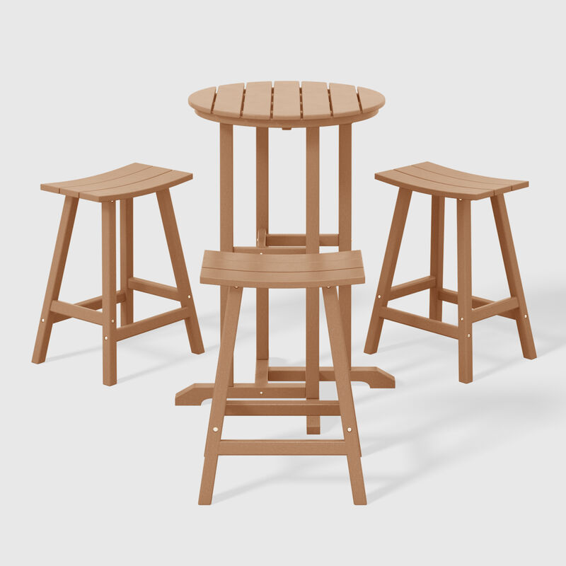 WestinTrends Outdoor Patio Counter Height Bar Stools Bistro Bar Table 4-Piece Set