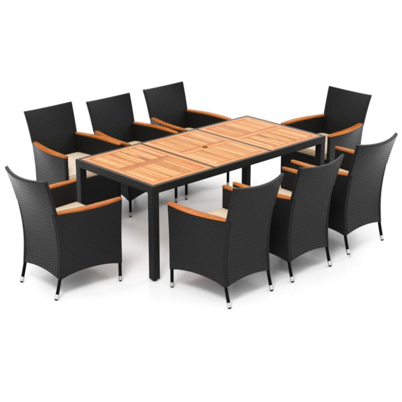 Hivvago 9 Pieces Outdoor Dining Set with Acacia Wood Tabletop for Garden