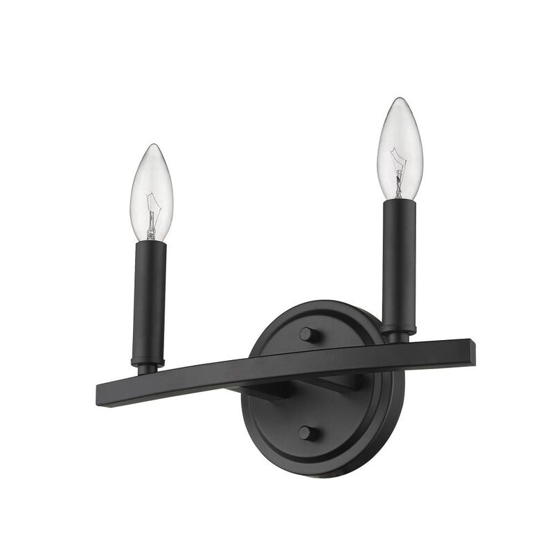 Hivvago Two Light Matte Black Wall Sconce
