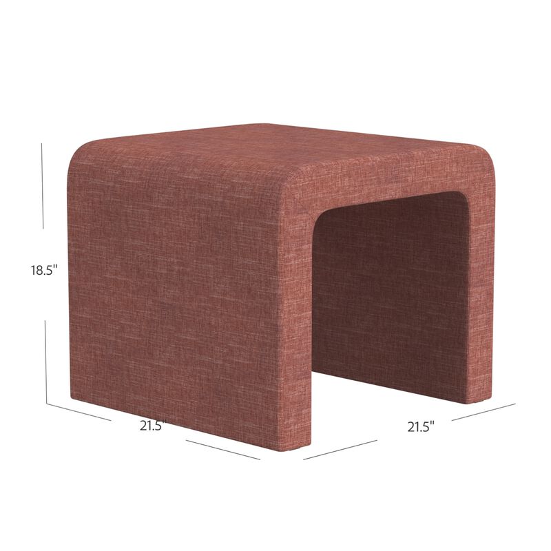 Ari Ottoman Footstool, Arc Shape with Rich Pink Chenille, 22 Inch