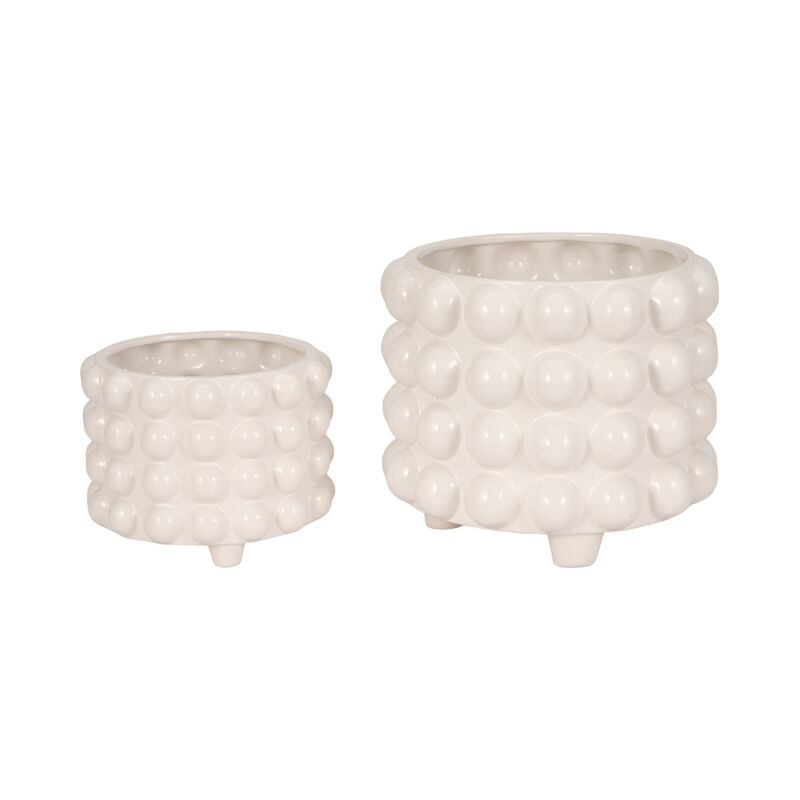 S/2 9/12" Bubble Planters, White image number 0
