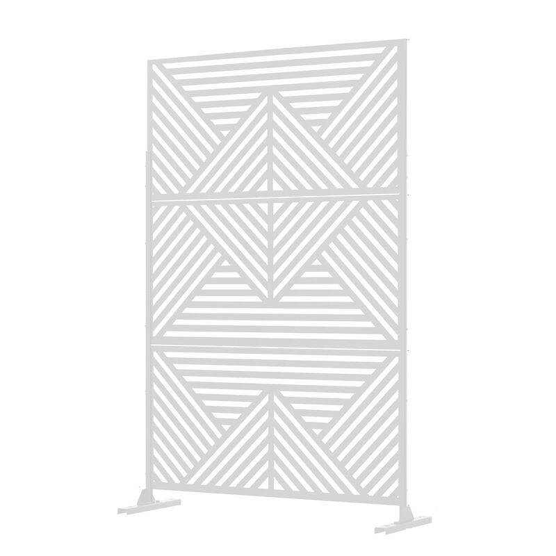 Arched Metal Outdoor Privacy Screen, Freestanding Outdoor Divider Decorative Privacy Fence