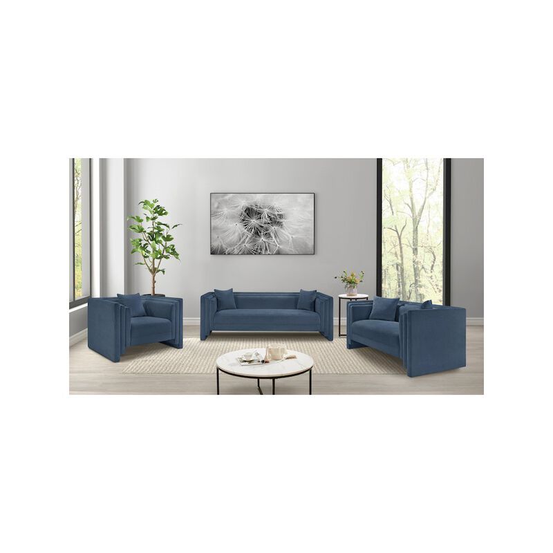 Meridian Furniture Everett Light Blue Chenille Fabric Loveseat