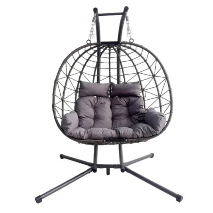 Hivvago Two-Seater Egg Swing Chair with Frame