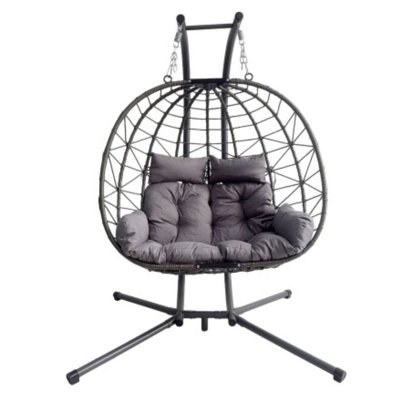Hivvago Two-Seater Egg Swing Chair with Frame image number 0