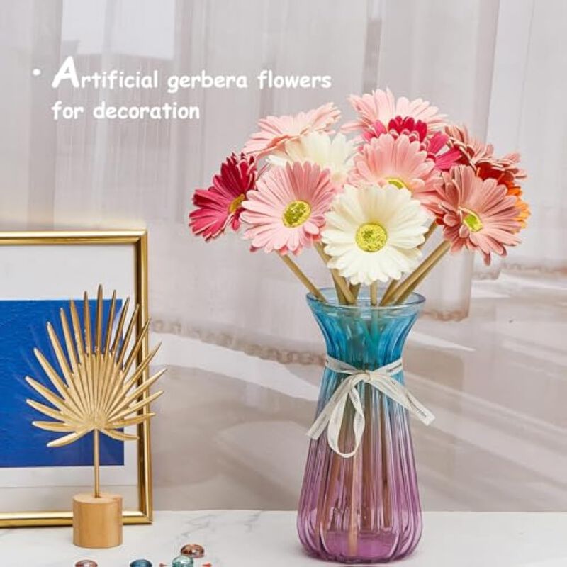 12 Piece Orange Artificial Daisy Flower Stems Wedding Centerpiece Decor image number 3