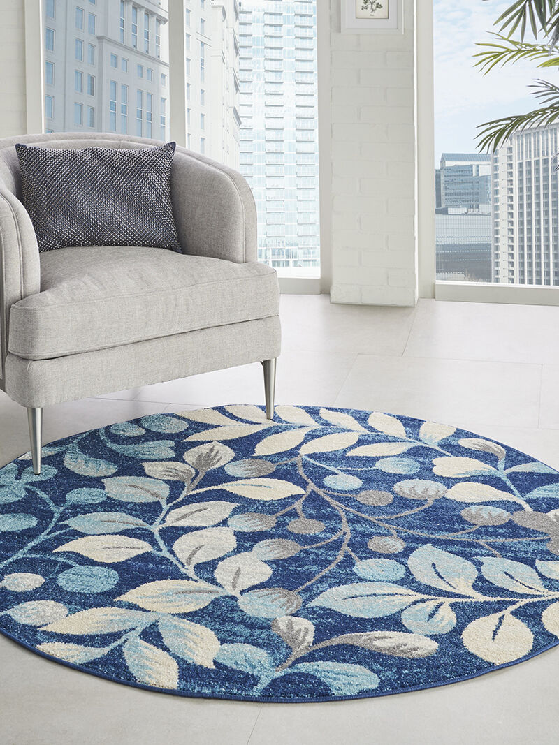 Tranquil TRA03 Navy 5'3" x Round Rug