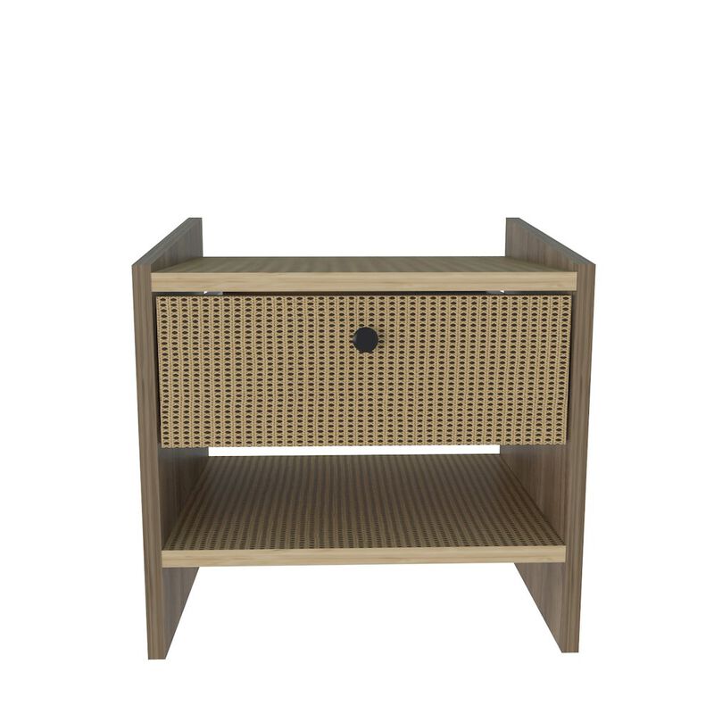 Decorotika Berlin Nightstand Oud Oak Rattan Pattern