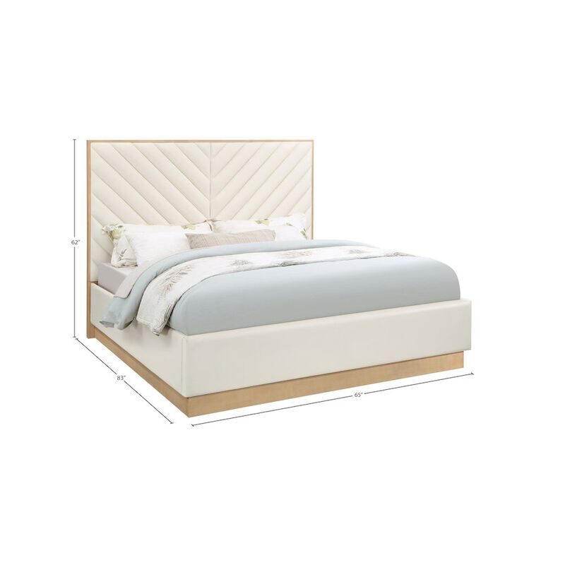 Meridian Furniture Casa Cream Vegan Leather Queen Bed