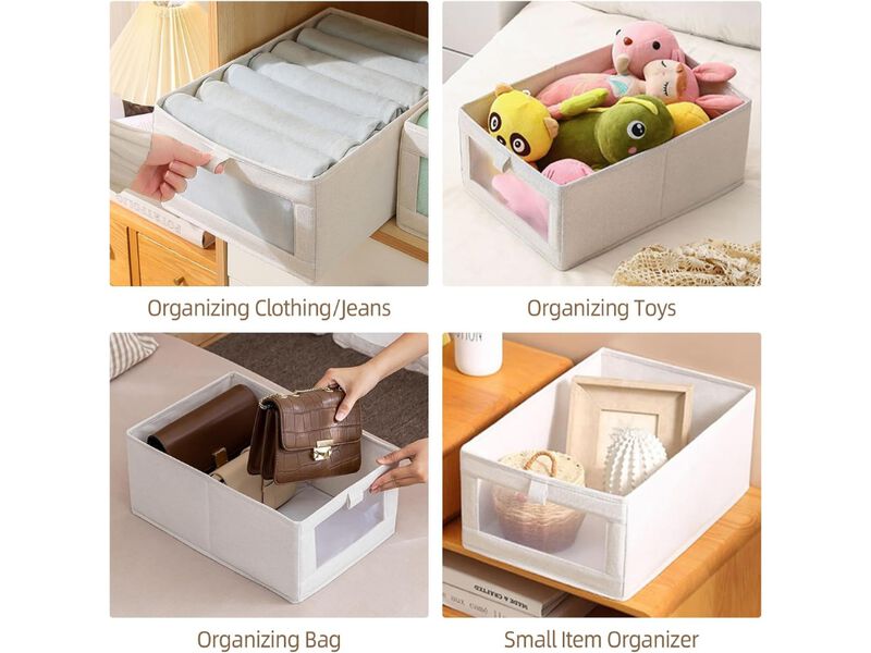 Linen Closet Organizers | 4-Pack Storage Bins for Home Organization image number 1