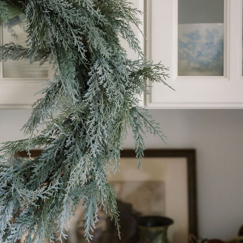 30" Flocked Cedar Wreath image number 3