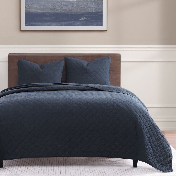 Cotton Comfort King Navy Quilt Set