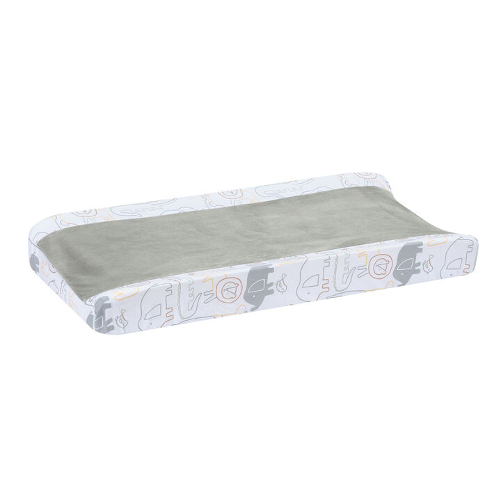 Lambs & Ivy Jungle Story Soft Minky Velour Safari Changing Pad Cover- White/Gray