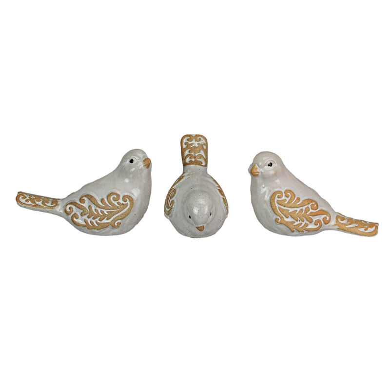 5 Inch Ceramic Bird Figurine Farmhouse Art Home Decor Shelf Sculpture Set of 3 image number 3