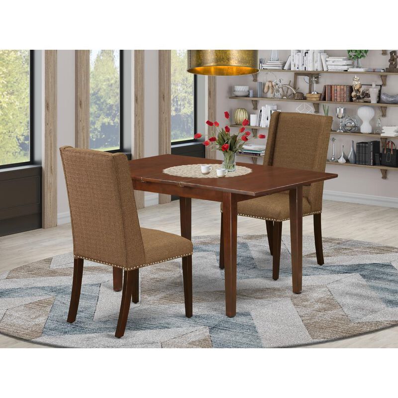 East West Furniture Dining Room Set Mahogany, NFFL3-MAH-18