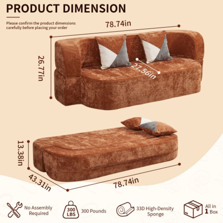 GOODSILO Convertible Eggshell Sleeper Sofa Bed with Plush Upholstery and 33D High Density Foam for Small Space Living Rooms Bedrooms Apartments