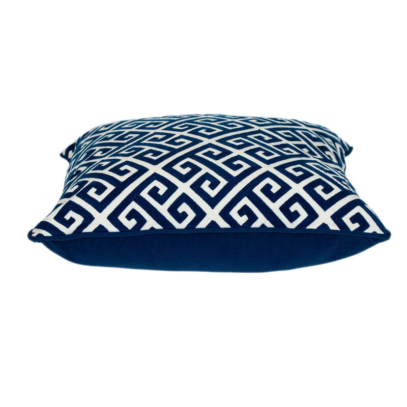 HomeRoots 20" Blue Greek Key Cotton Throw Pillow image number 0