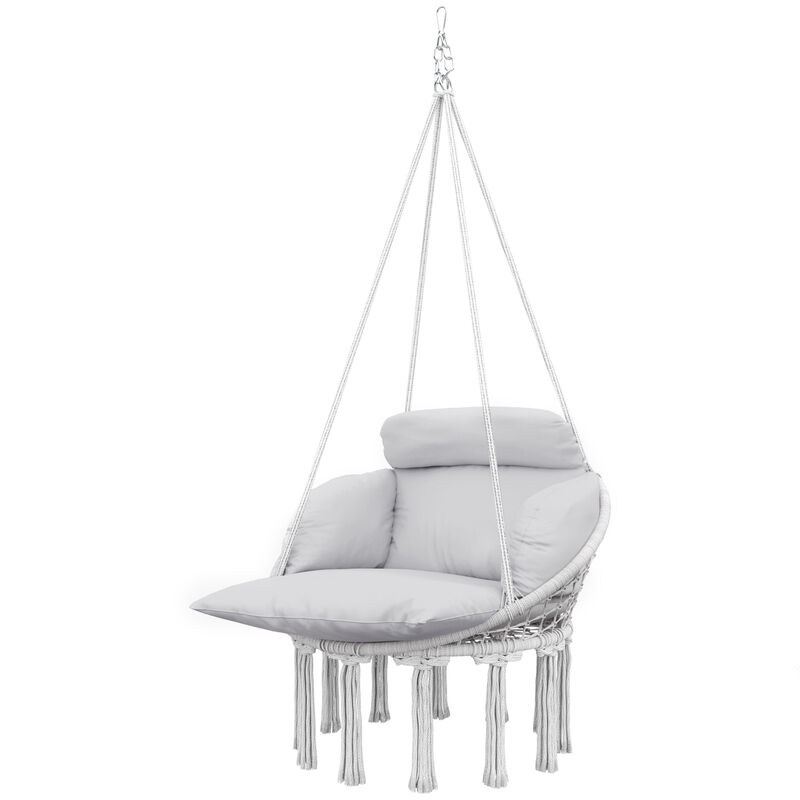 Hivvago Macrame Hammock Swing Chair with Cushion & Stand image number 0