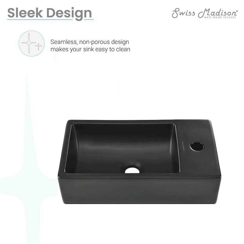18 inch Ceramic Vanity Sink Top in Matte Black image number 4