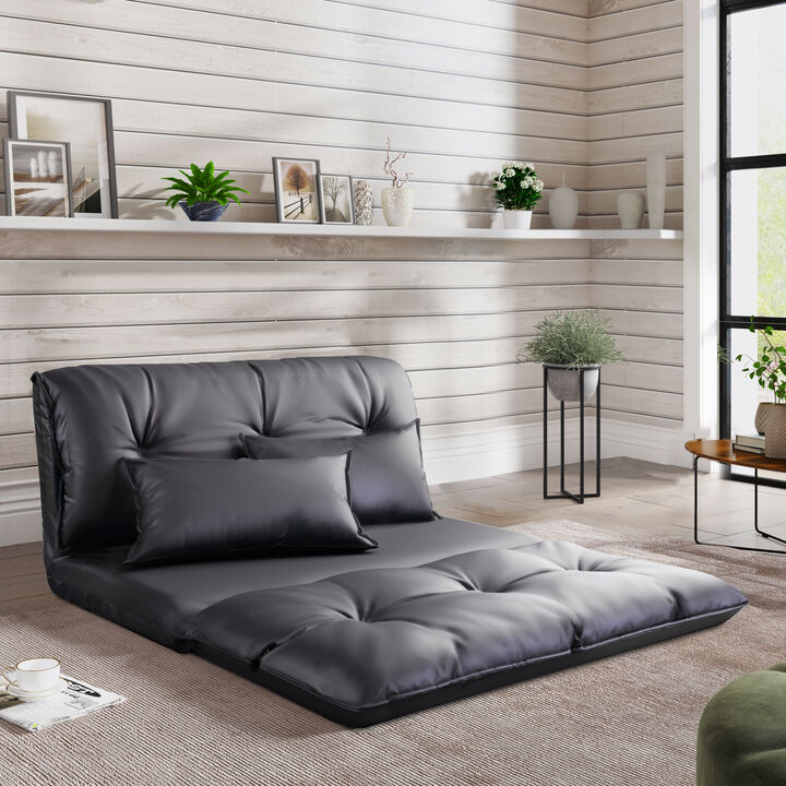 Merax Lazy Sofa Adjustable Folding Futon Sofa Video Gaming Sofa with Two Pillows