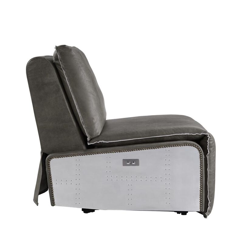 Acme Furniture Metier Power Motion Recliner, Gray Top Grain Leather & Aluminum