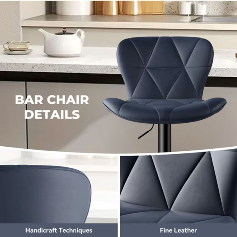 Faux Leather Swivel Bar Stools Set of 2, Adjustable Counter Height Kitchen Chairs, Iron Frame High Backrest 360&deg; Barstools for Kitchen Counter, Outdoor image number 5