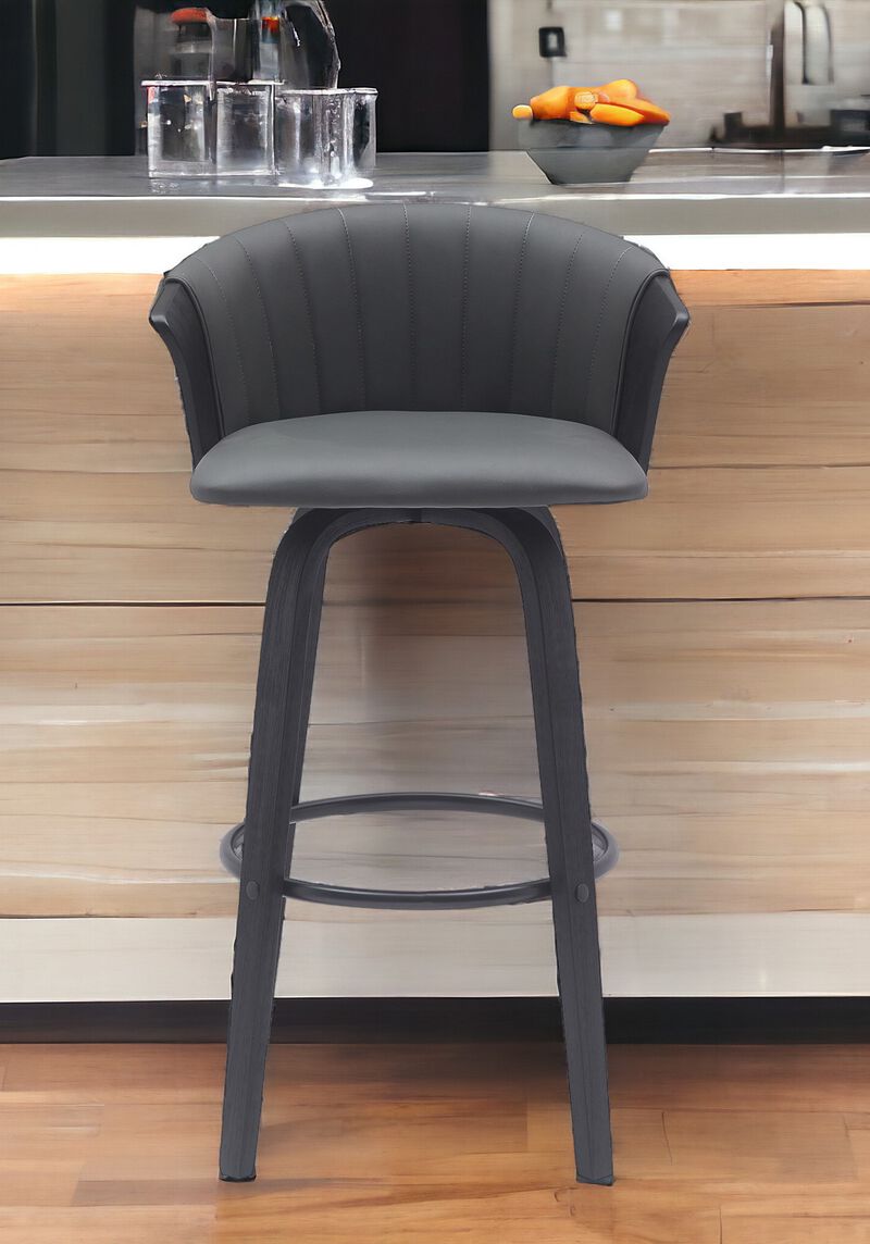 HomeRoots Faux Leather Cafe-Style Counter Stool with Armrests and Wood Base image number 1