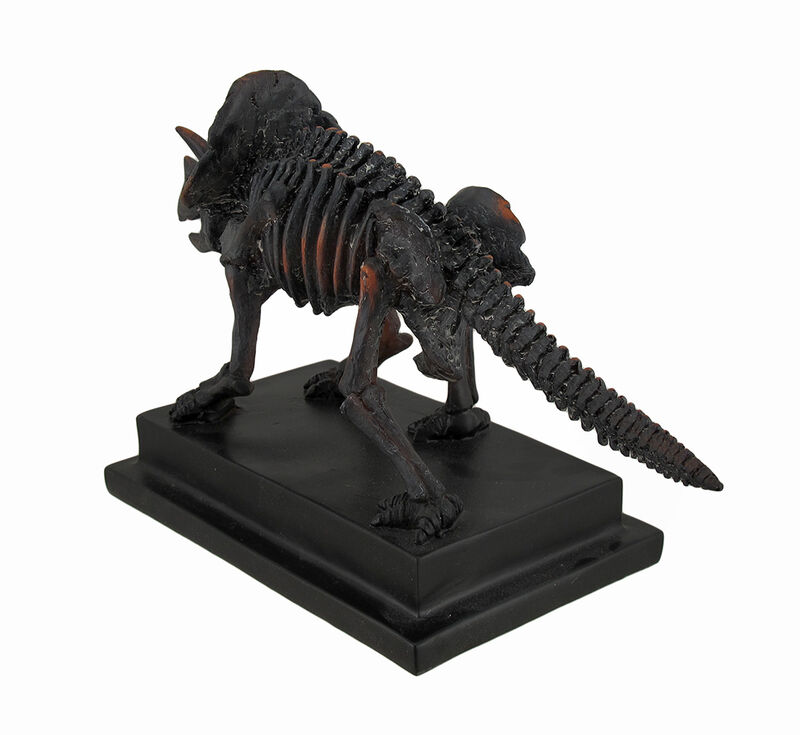 Antique Bronze Finish Mounted Triceratops Skeleton Statue image number 2