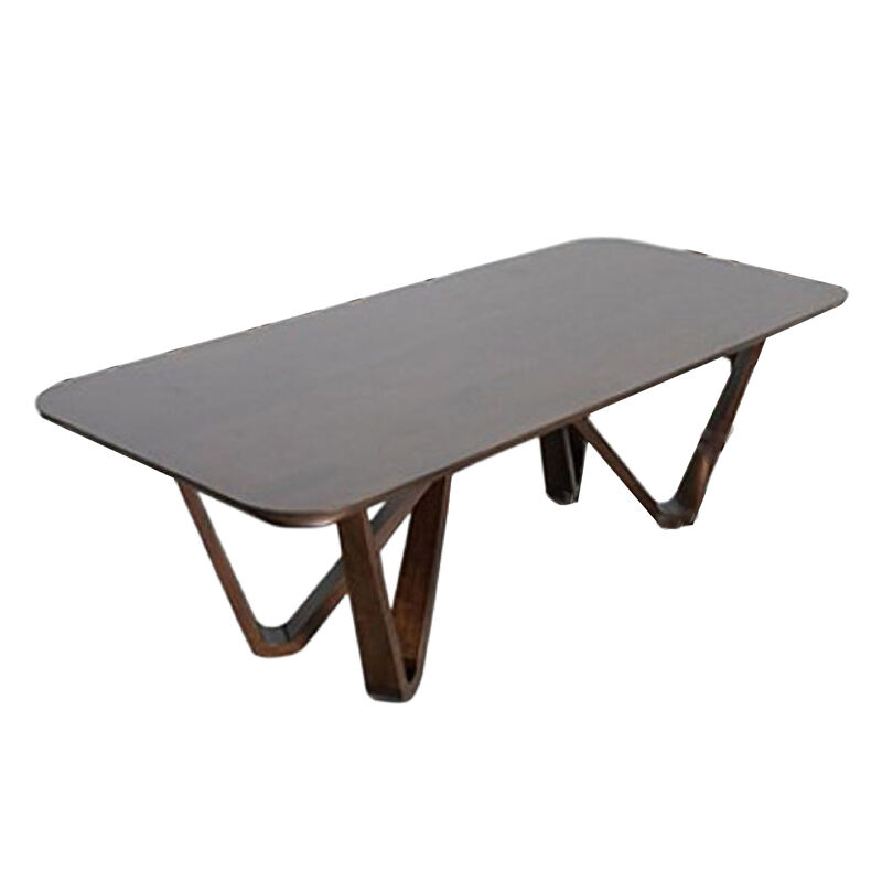 Niva Dining Table, 95 Inch Rectangular, Walnut Brown Solid Rubberwood image number 2