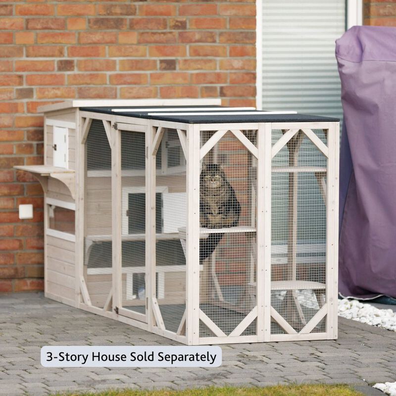 TRIXIE natura Weatherproof Wooden Cattery with 3 Perches, 44L x 70.9W x 31.5H, Gray image number 3
