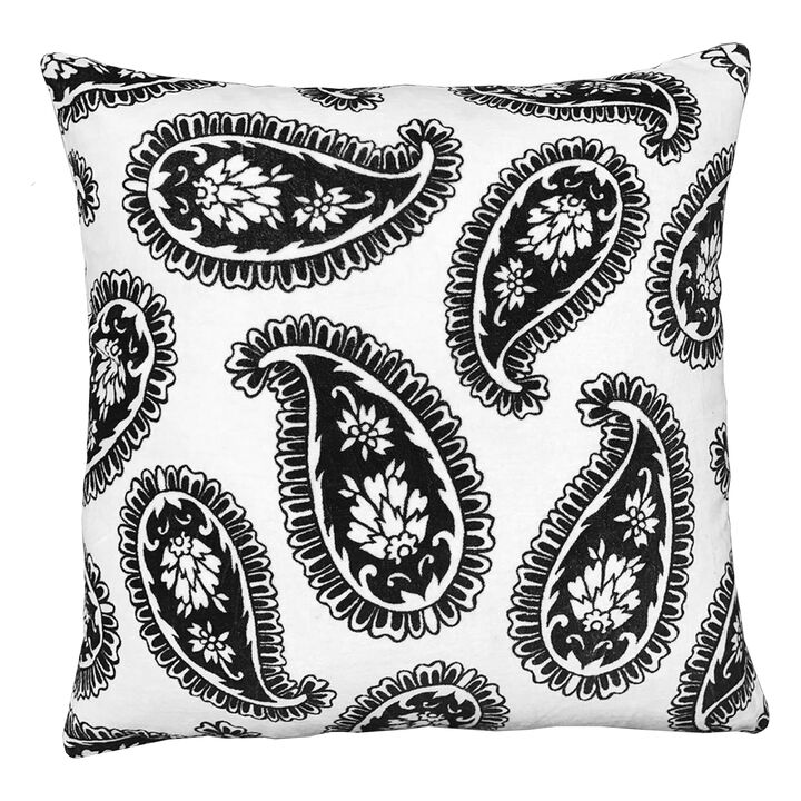 20 x 20 Square Accent Throw Pillow,Print, With Filler, Black, White