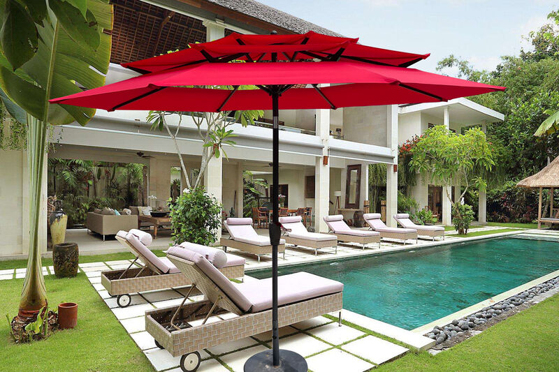 9 Ft Outdoor Patio Umbrella with Crank, Tilt, and Wind Vents for Pool Shade in Garden, Deck, and Backyard