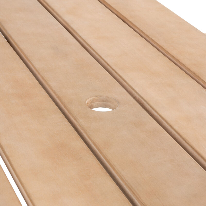 Shoreham Modern Classic Outdoor Wood Picnic Table Benches with Umbrella Hole