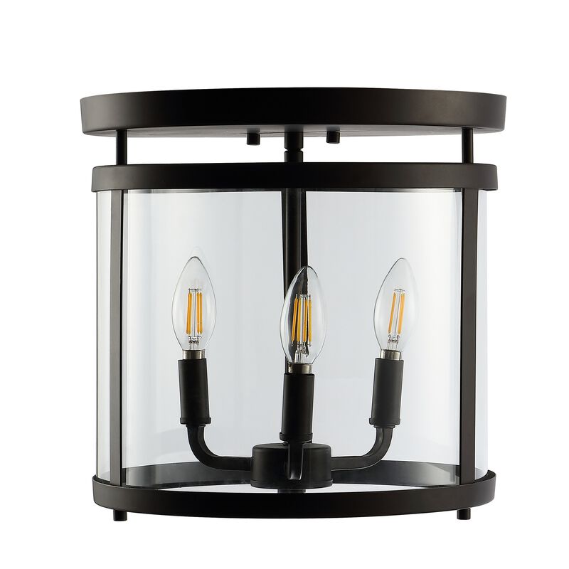 Ciel 3-Light Metal/Glass Rustic Vintage LED Flush Mount