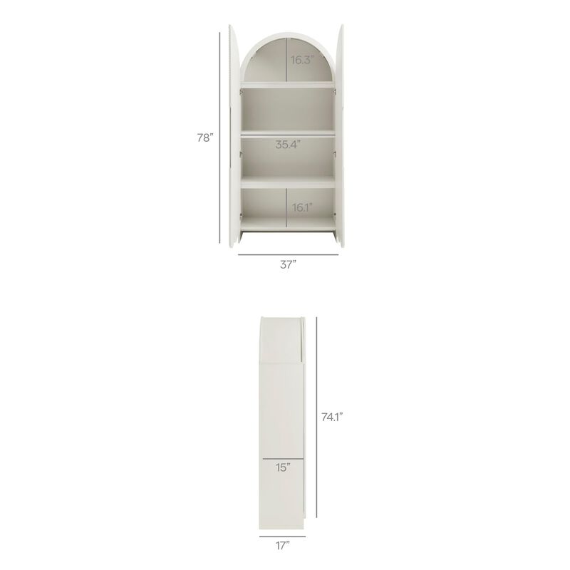 Dahlia 78 Inch Fluted and Scalloped Arched Storage Cabinet image number 3
