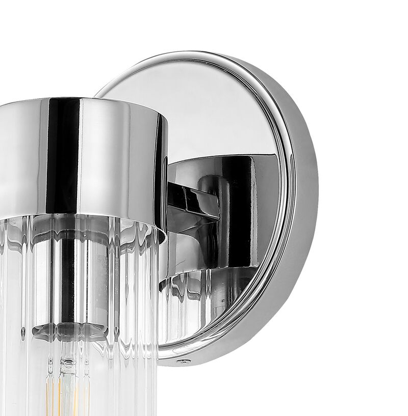 Cecil Tall Cylinder Ironstriped Glass Modern Mid Century LED Vanity