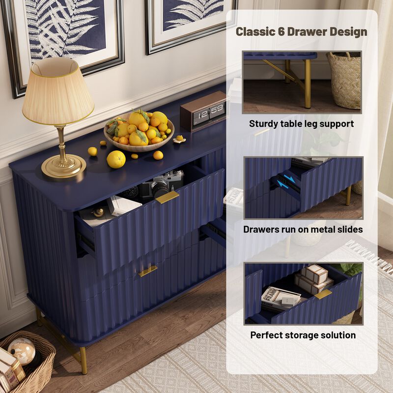 6-Drawer Dresser Chest with Metal Base