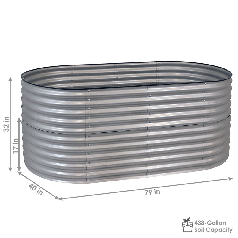 Sunnydaze Galvalume Steel Oval Raised Garden Bed - 79 in x 32 in