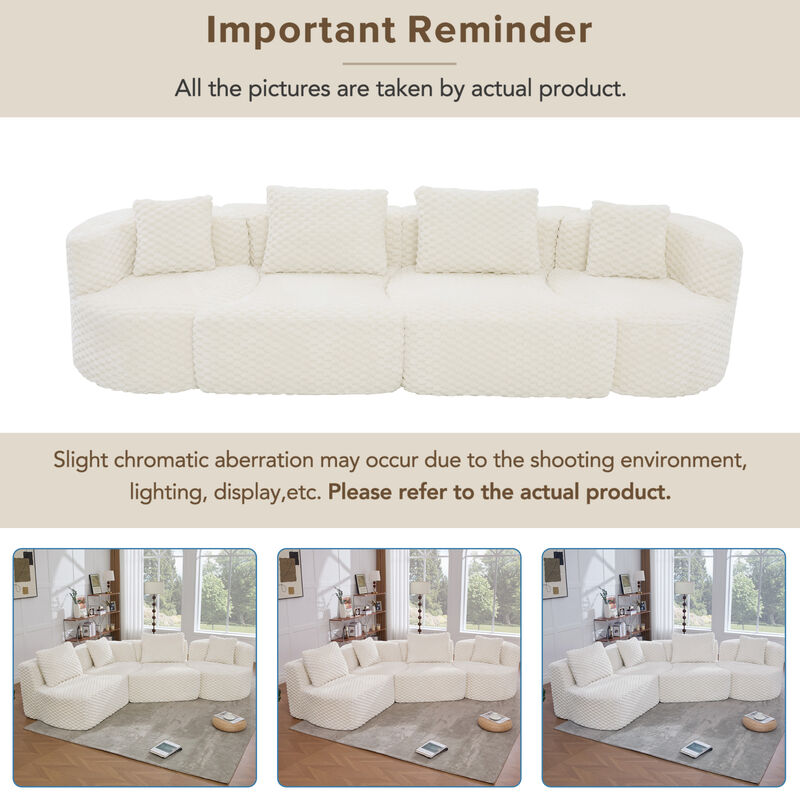Merax Modular Sofa with Deep Seating & Bubble Velvet Upholstery &ndash; Freely Configurable Sections image number 5