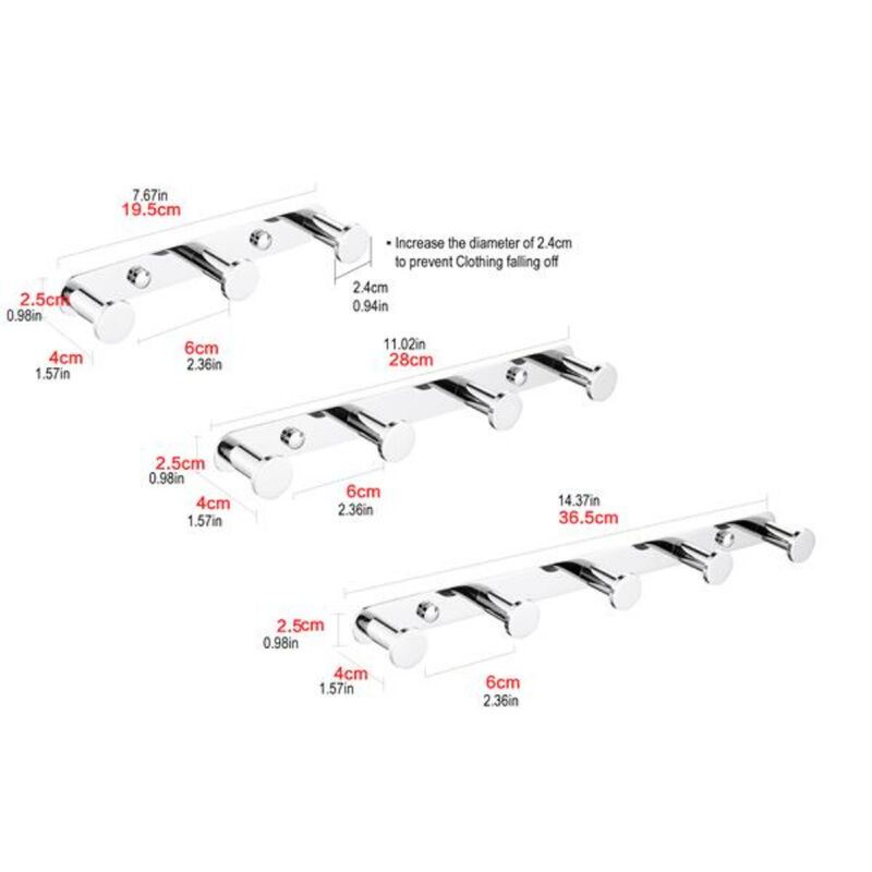 Matte Black Wall-Mounted Towel Hook Rack, 4 Stainless Steel Hooks