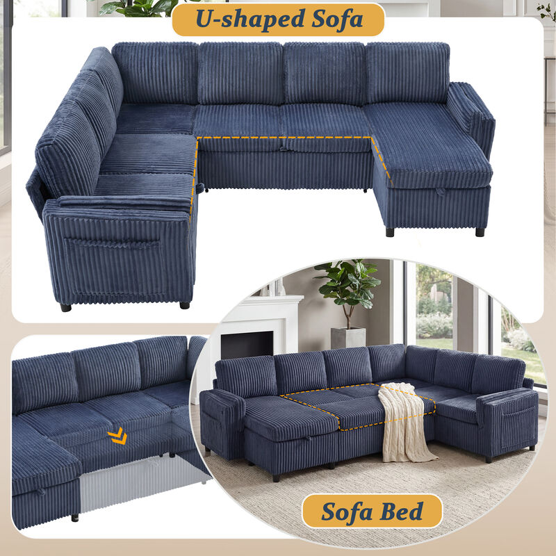 U-Shaped Sectional Sleeper Sofa image number 4
