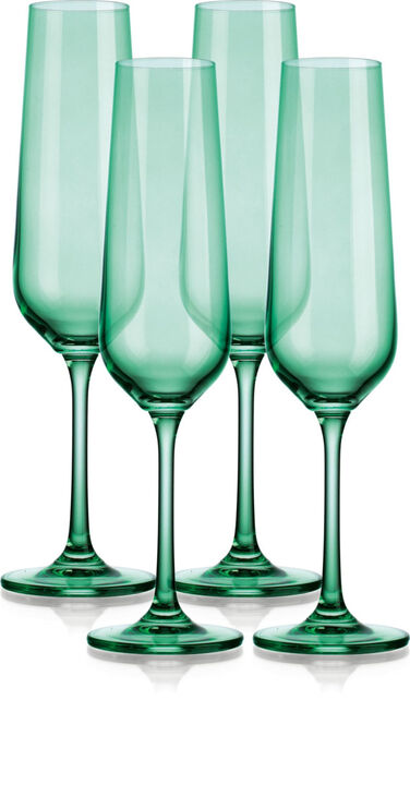 Crystal Stemmed Flutes Set of 4 for Celebrations and Entertaining