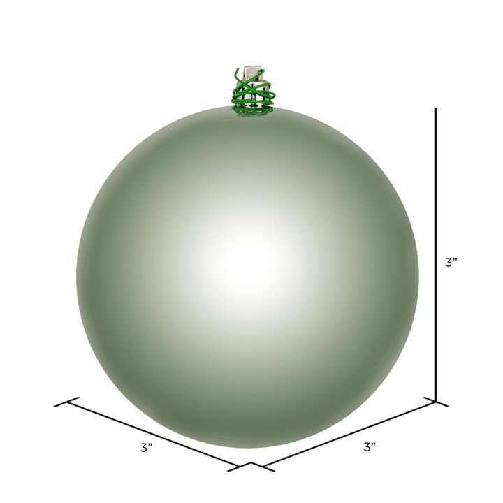 Vickerman 3" Frosty Mint Shiny Ball Ornament. Includes 12 Ornaments per Pack.