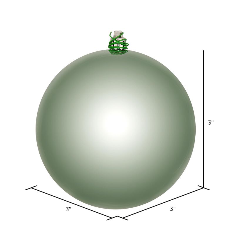 Vickerman 3" Frosty Mint Shiny Ball Ornament. Includes 12 Ornaments per Pack. image number 1