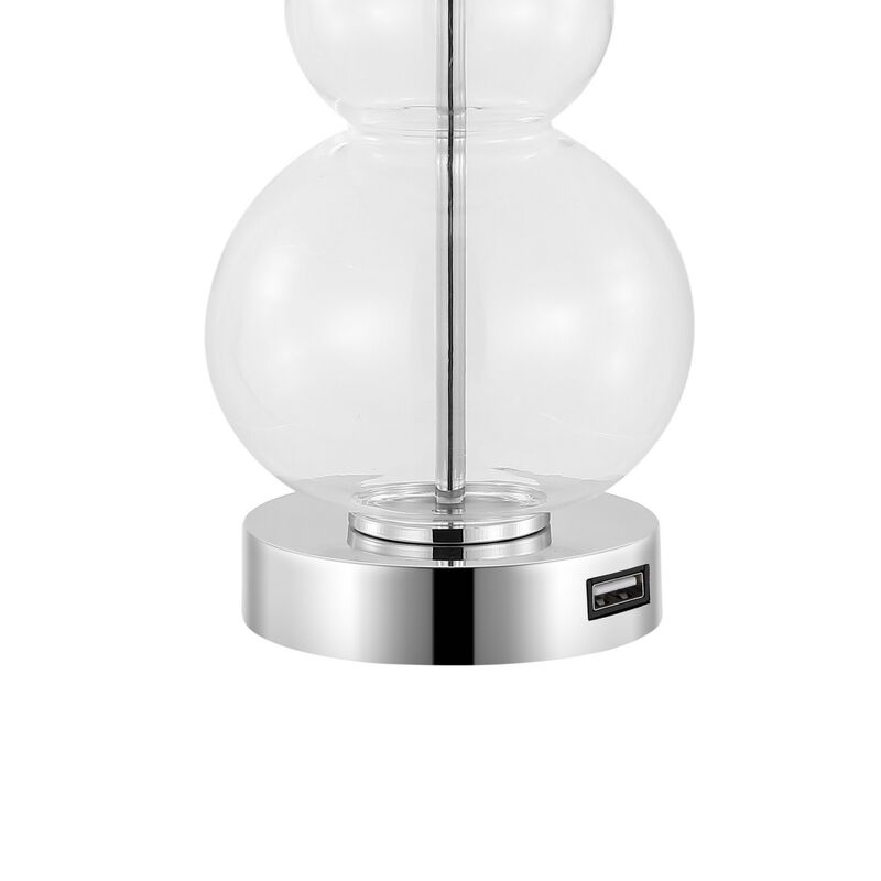 Cora Classic Vintage Glass LED Table Lamp with USB Charging Port (Set of 2)