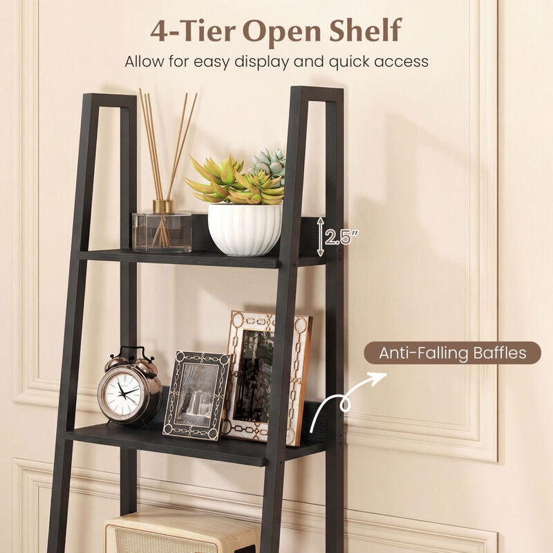 Modern 5-Tier Ladder Bookshelf with Fabric Storage Drawer image number 5
