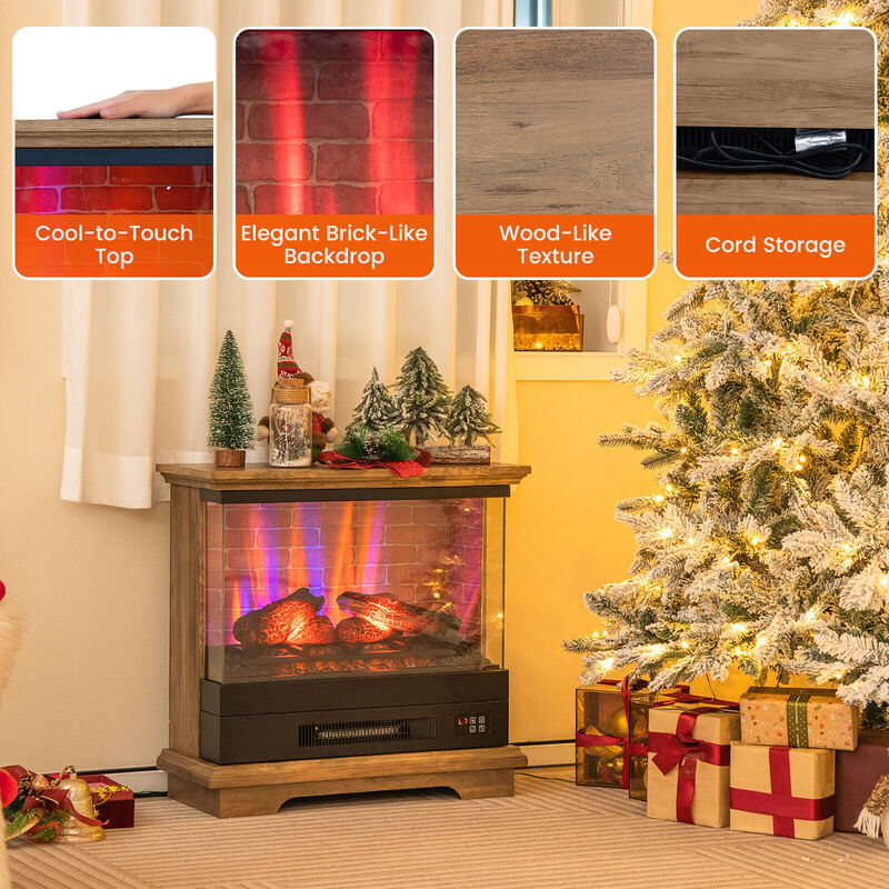 27 Inch Freestanding Fireplace with Remote Control